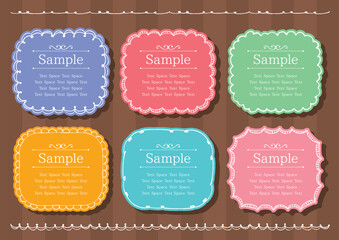 フリーハンドでペンで描いたカラフルな角丸長方形フレームセット