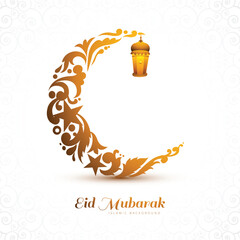 Decorative moon eid mubarak card background