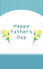 ストライプの背景に黄色いバラの花束とレースで飾った父の日のバナー