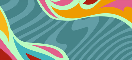 Fototapeta na wymiar Abstract background with curvy flame shapes ornamentation on wavy lines texture.