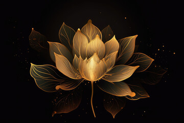 lotus flower on dark background, generative AI
