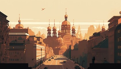 Kiev cityscape (ai generate) - obrazy, fototapety, plakaty