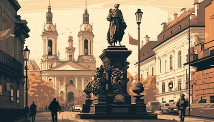 Fototapeta na wymiar Krakow Poland cityscape (ai generate)