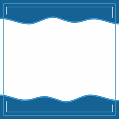 Frame or border. Blue and white background color with stripe line and wavy shapes. Suitable for social media.