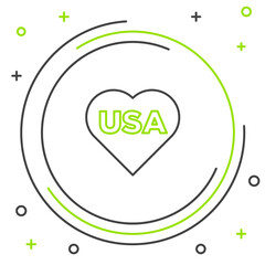 Line USA Independence day icon isolated on white background. 4th of July. United States of America country. Colorful outline concept. Vector