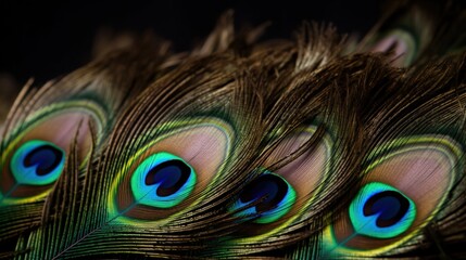 Obraz premium Vibrant Peacock Feathers Up Close 