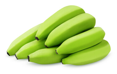 bunch of green bananas isolated on transparent background