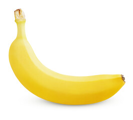 Single ripe banana isolated on transparent background