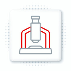Line Microscope icon isolated on white background. Chemistry, pharmaceutical instrument, microbiology magnifying tool. Colorful outline concept. Vector