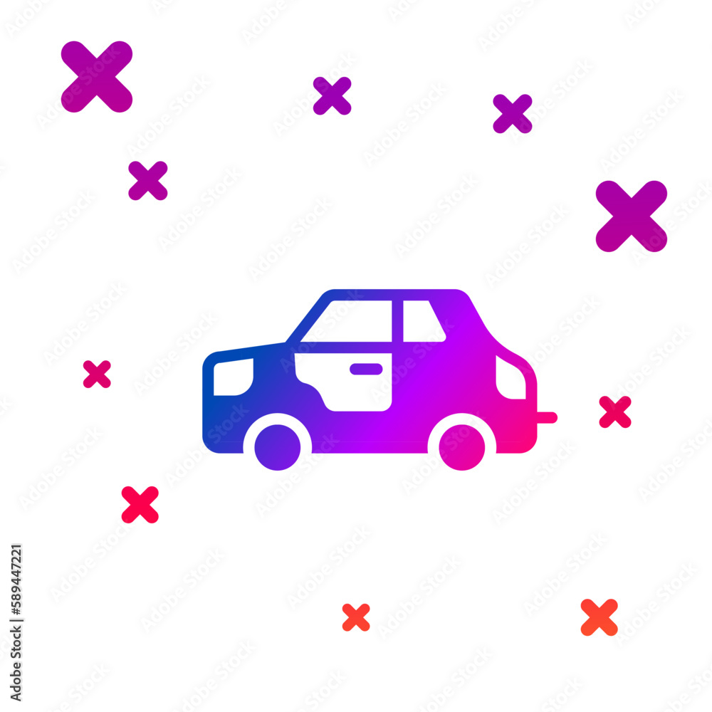 Poster color car icon isolated on white background. gradient random dynamic shapes. vector