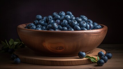 Fresh from the Farm Blueberries in a Rustic Wooden Bowl for a Burst of Flavor! 