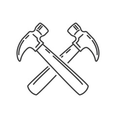crossed  hammer tool line icon vector element design template