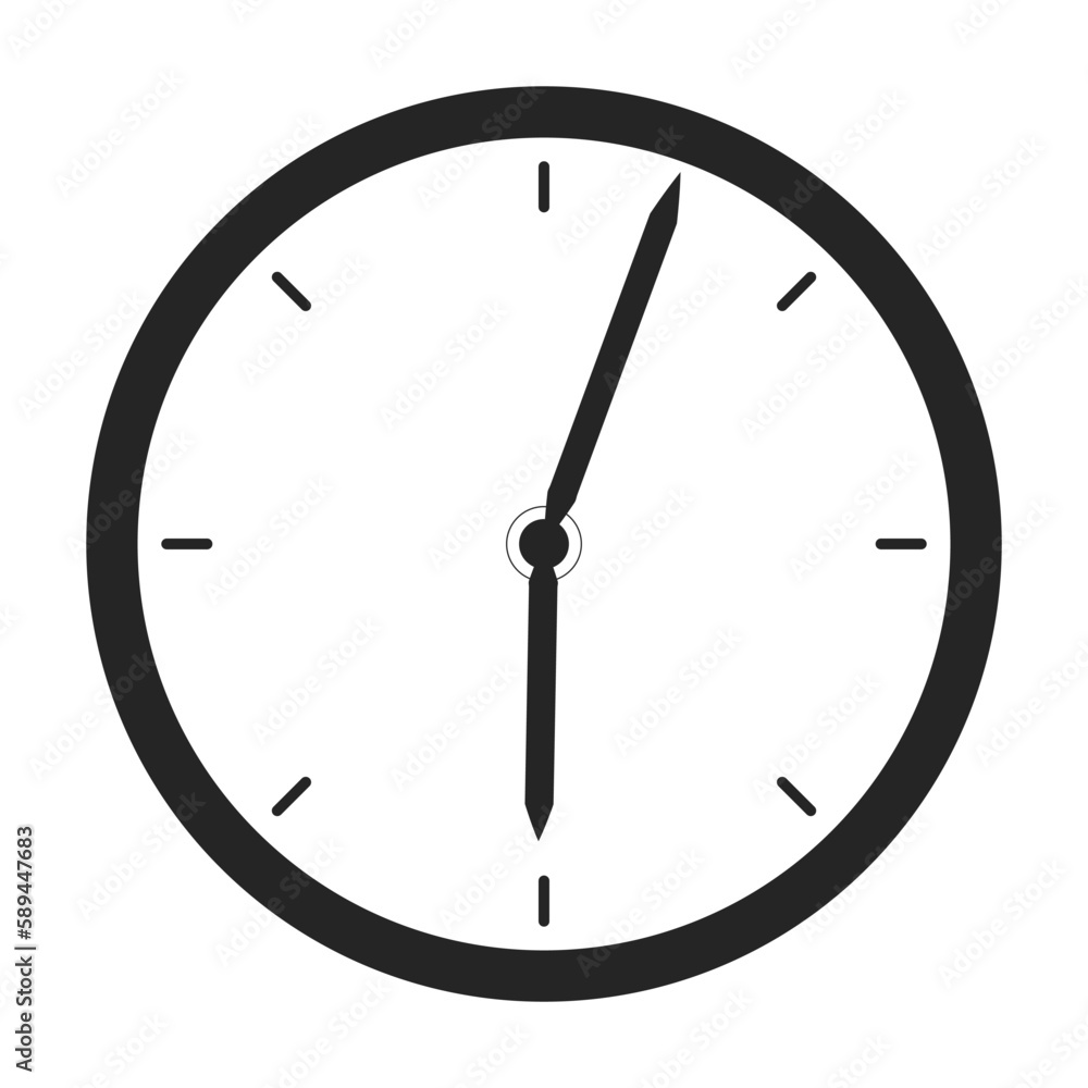 Poster minimalistic wall clock dial monochrome flat vector object. editable black and white icon. full size