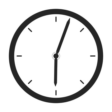 Minimalistic wall clock dial monochrome flat vector object. Editable black and white icon. Full sized element. Simple thin line art spot illustration for web graphic design and animation