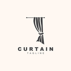 Home And Exhibition Curtain Logo Design, Building Decoration Vector Illustration