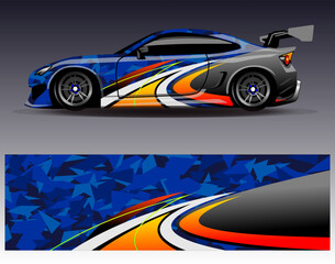 Car wrap design vector. Graphic abstract stripe racing background kit designs for wrap vehicle  race car  rally  adventure and livery
