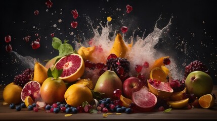 Fototapeta na wymiar The Art of Nature A Stunning Image of an Explosion of Fresh Fruits