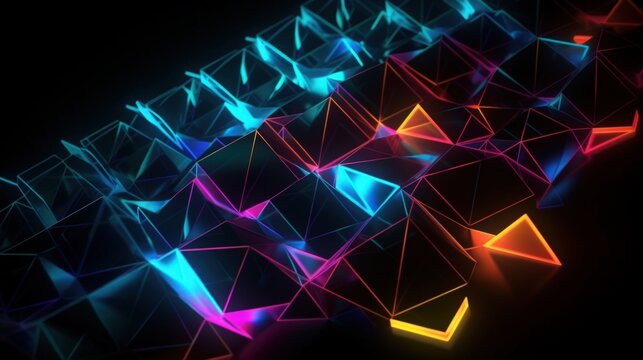A Symphony of Colors  Crafts a Dazzling Abstract Background with Glowing Geometry and Neon Lights