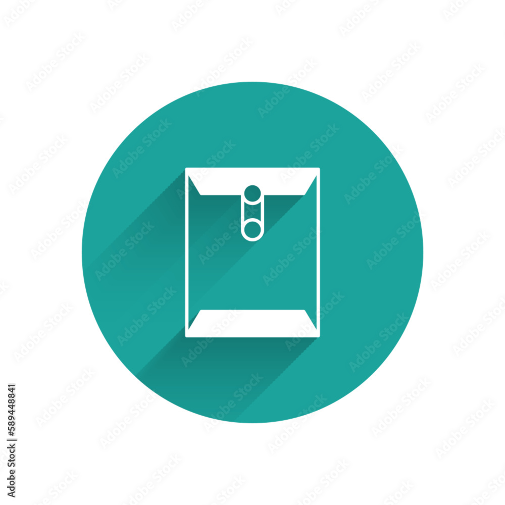 Poster white envelope icon isolated with long shadow background. received message concept. new, email incom