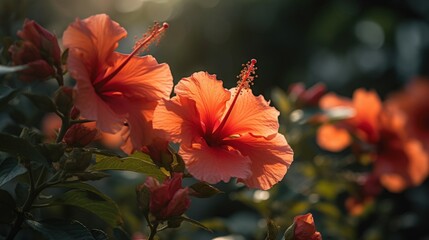 Nature's Artistry Close-up of Stunning Hibiscus Flowers