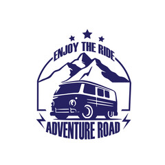 logo car adventure road vector illustration