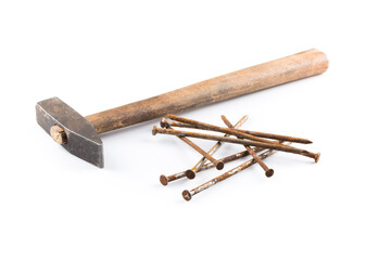 old hammer and nails