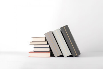 Front view of some books isolated on white background. Created with Generative AI Technology