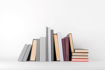 Front view of some books isolated on white background. Created with Generative AI Technology