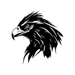 Eagle logo design. Abstract eagle head. Eagle face black emblem. Vector illustration