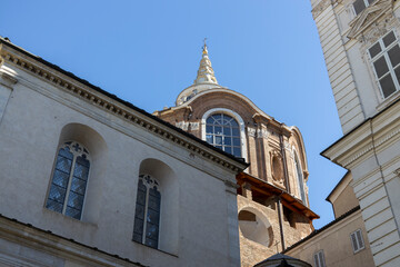 TORINO (TURIN). ITALY, MARCH 25, 2023 - External view of the Chapel of the Holy Shroud in Royal Museums of Torino, Italy