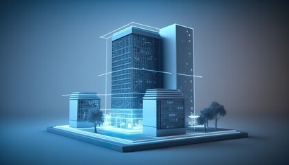 Modern smart home against high-rise build (ai generate)