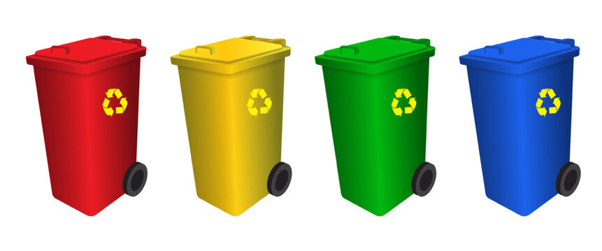 Set of realistic colorful trash bin isolated. eps vector