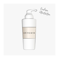 Facial cleanser illustration. Skincare product bottle vector. Lotion, hand cream, cleansing foam, shower gel, shampoo