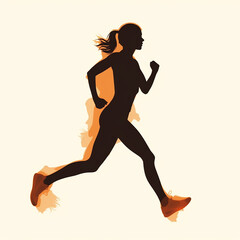 Fototapeta na wymiar Silhouette of running woman. Active lifestyle..