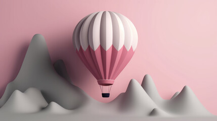 Fototapeta na wymiar An exciting hot air balloon ride across a beautiful pink background. Generative AI