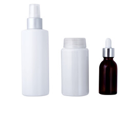 cosmetic white plastic jars mockup on a transparent background