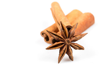 Stars anise and cinnamon isolated