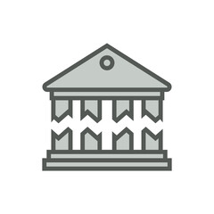 The destroyed cracked collapsed building.