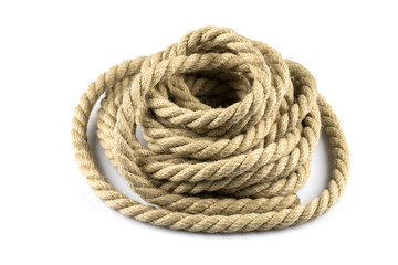 Twisted thick rope on white