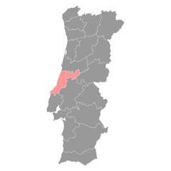 Fototapeta premium Leiria Map, District of Portugal. Vector Illustration.