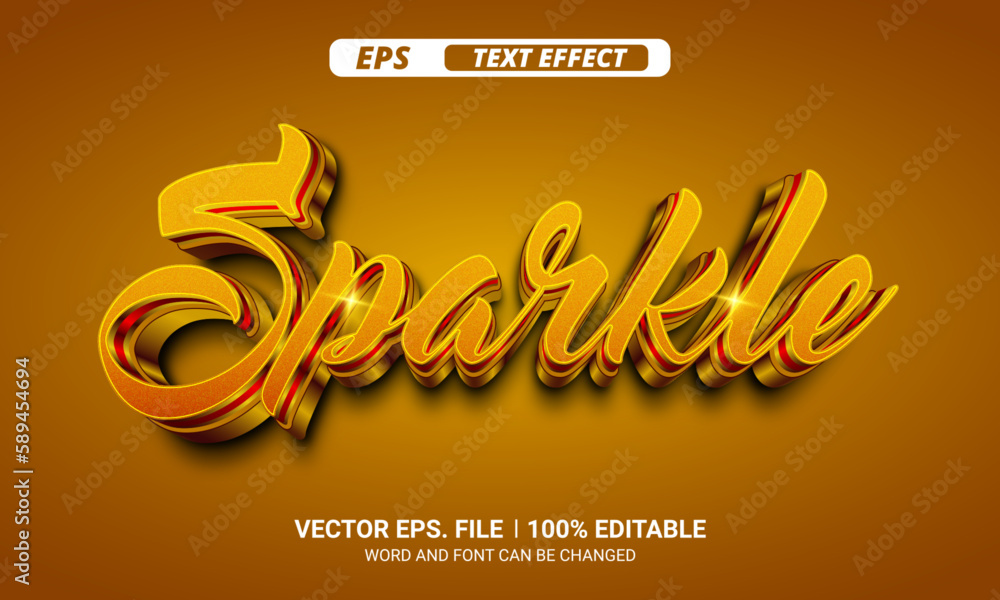 Poster sparkle yellow and orange 3d editable vector text effect