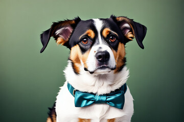 Portrait of a adorable dog, funny and cute face closeup, isolated on beautiful bokeh background, created with generative ai
