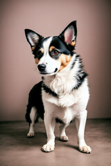 Fototapeta premium Portrait of a adorable dog, funny and cute face closeup, isolated on beautiful bokeh background, created with generative ai 