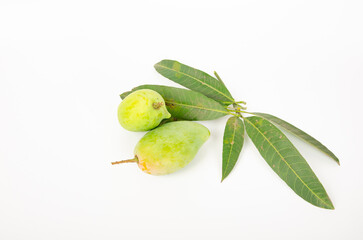 fresh green mango isolated on white background