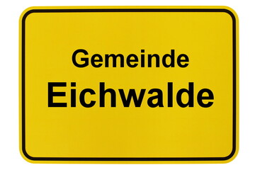 Illustration eines Ortsschildes der Gemeinde Eichwalde in Brandenburg