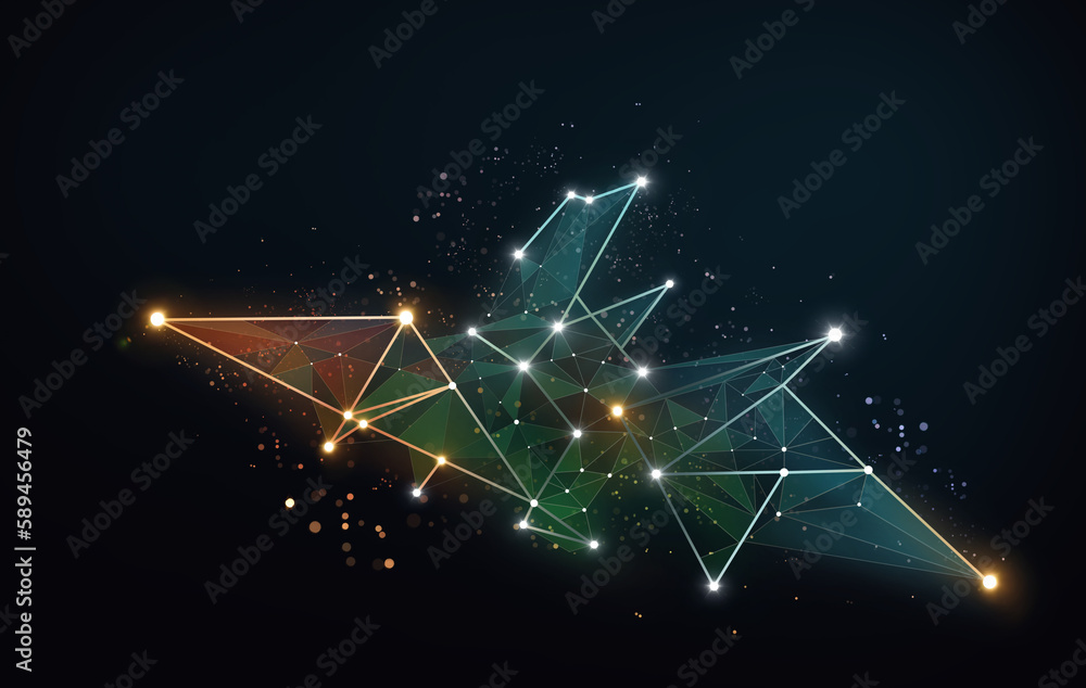 Poster beautiful polygon lines and dots connection technology background