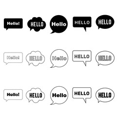 Hello vector icon set. Hi speech bubble illustration sign collection. 