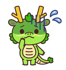 青ざめる辰のかわいいキャラクター　イラスト素材