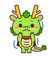 マフラーをしている辰のかわいいキャラクター　寒い　イラスト素材