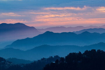 Fototapeta na wymiar Various views of the mountains of Shimla